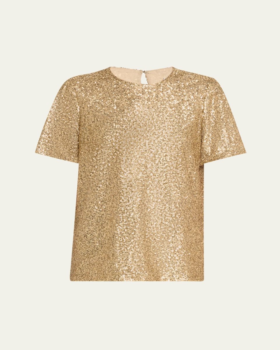 Sequined Flutter-Sleeve Top